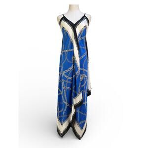 Michael Kors Scarf Printed Midi Dress Blue